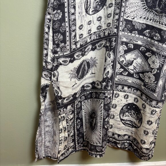 Desmond & Dempsey Women Linen Dress Size XL Midi Spaghetti Strap Tropical Beachy - Picture 6 of 16